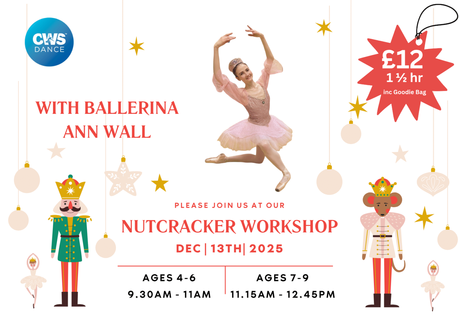Why not join us for our NUTCRACKER WORKSHOP on 13th December.